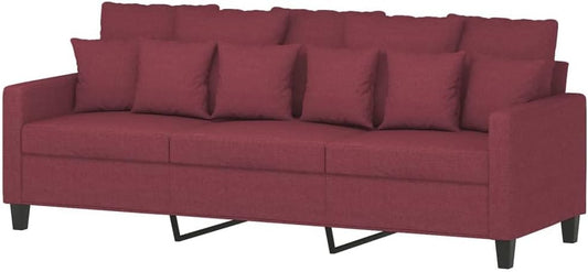 Gecheer 3 Seater Sofa Lounge Sofa with Armrests, Club Bench, Guest Bed, Sofa Bed, Living Room Bed, Sofa Bed, 198 x 77 x 80 cm (W x D x H), Metal Frame, Three Seater, Wine Red - QUORE