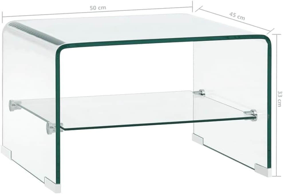 vidaXL Salontafel 50x45x33 cm gehard glas transparant