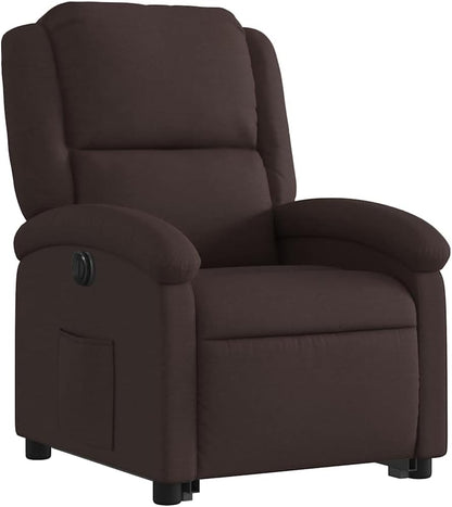 Relaxstoel Met Opstahulp – Elektrische Relaxstoel – Tv-Stoel – Ligstoel – Enkele Stoel – Donkerbruin Polyester – Elektrisch Kantelsysteem – Maximaal 135 Graden Ligpositie