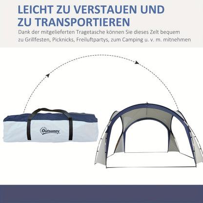 Outdoor Tent – Camping Tent – Garden Tent – Big Tent – Party Tent – Glasvezel Stokken – Polyestervezel – Crèmekleurig Met Blauw