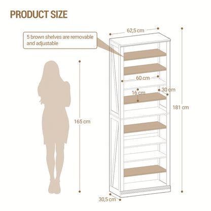 Schoenenkast – Schoenenrek – Schoenenopberger – Schoenenmeubel – Schoenenbank – Vrijstaand – Verstelbare vakken – Ruimte voor 27-30 paar – Wit – Compact en stijlvol design