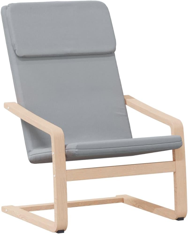 Relaxstoel – TV-Stoel – Ligstoel – Fauteuil – Lounge Chair – Lichtgrijs Stof – Massief Berkenhout Frame – Inclusief Voetenbank