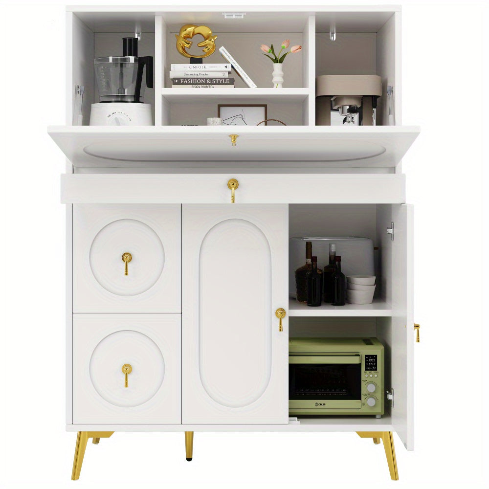 Sideboard | Kitchen Cabinet 100×50×140cm Storage Unit for Modern Folding Door Design, Minimalist Style & Multifunctional Use in Dining Rooms and Living Spaces, Spacesaving Furniture, Home Organization, Contemporary Design,
