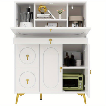 Sideboard | Kitchen Cabinet 100×50×140cm Storage Unit for Modern Folding Door Design, Minimalist Style & Multifunctional Use in Dining Rooms and Living Spaces, Spacesaving Furniture, Home Organization, Contemporary Design,
