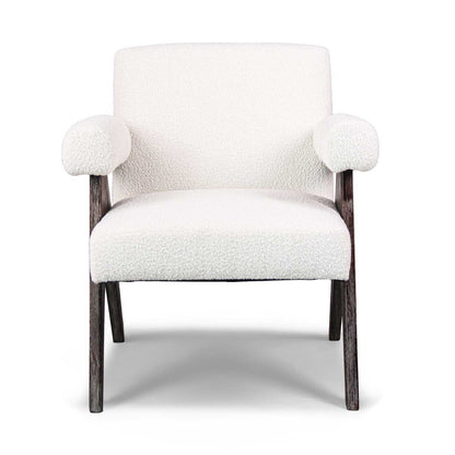 Fauteuil – Armstoel – Lounge Stoel – Relaxfauteuil – Leunstoel – Massief Parawood – Waterafstotende Bouclé Bekleding