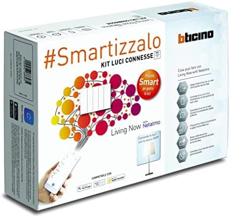 BTicino Living Now Smart SKW3601KIT, voor het in- en uitschakelen van lichten met smartphone of met spraakassistent, bestaande uit 1 gateway plug-in wit S36GWDC en 3 aansluitingen K4003C