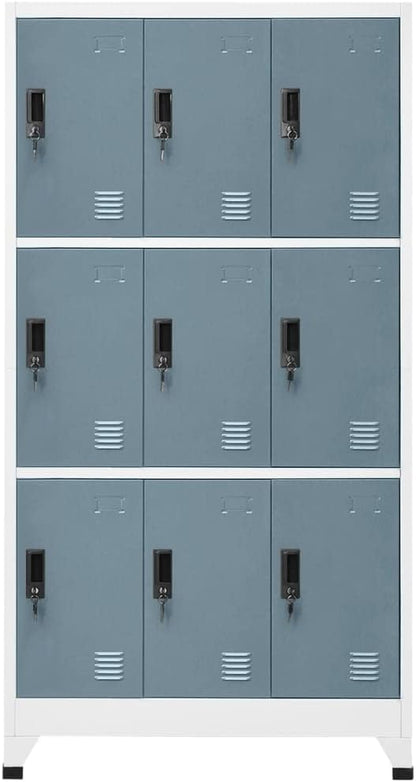Lockerkast – Lockerkasten – Opbergkast – Kast – Archiefkast – Stalen Behuizing – Afsluitbare Deuren – 90x45x180 cm – Lichtgrijs en Donkergrijs