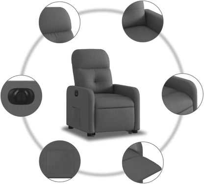 Elektrische Relaxstoel – Opstastoel – Fauteuil Met Opstahulp – Televisiestoel – Ligstoel – Donkergrijze Stof – Verstelbare Ligfunctie – Ingebouwde Opstahulp