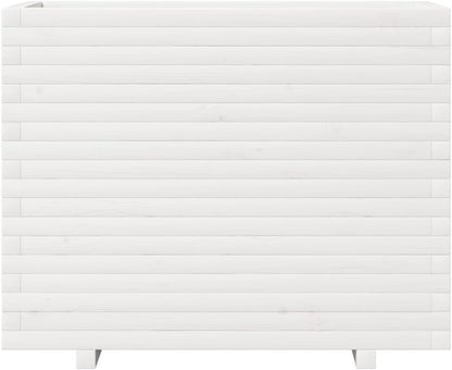 White Flower Box 90 x 40 x 72 cm Solid Pine Wood Flower Box on Legs Trellis Planter Patio - QUORE