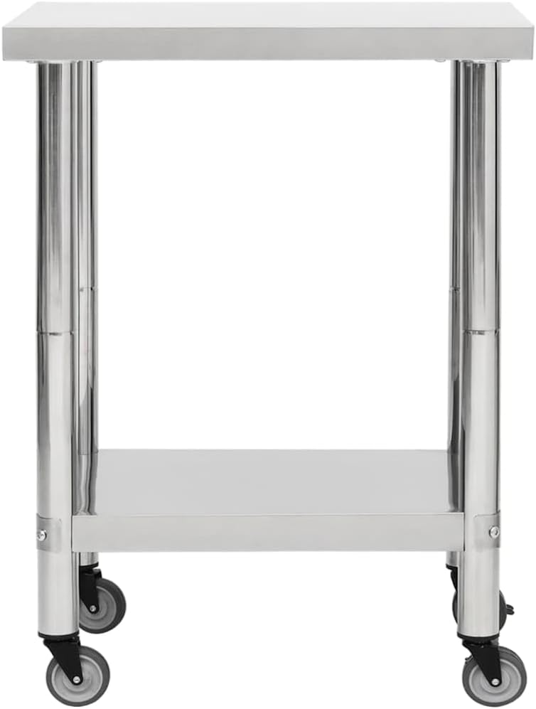 vidaXL Keukenwerktafel met wielen 80x45x85 cm roestvrij staal