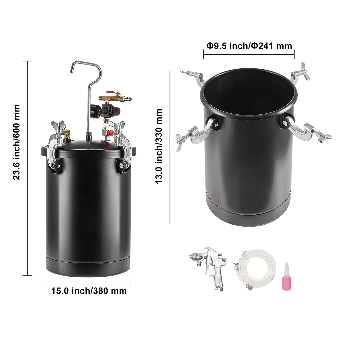 Verfspuit – Verfspuit Drukvat – Spuitapparaat – Verfspuit Systeem – 4mm Nozzle – 15 Liter Capaciteit – Aluminium Duurzaam – Instelbare Druk tot 60 PSI