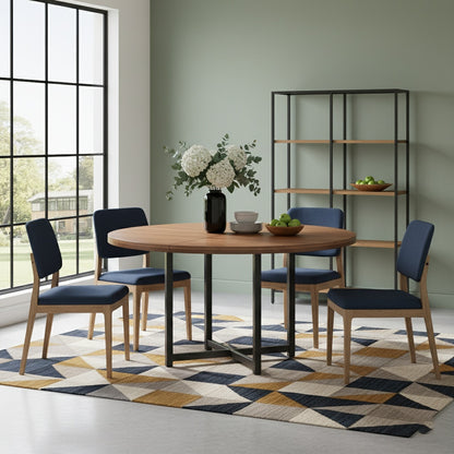 Eettafel – Ronde Tafel – Keukentafel – Dinertafel – Bistrotafel – 120 cm Diameter – Metalen X-Poot – Krasbestendig Blad – Uitbreekbaar – Voor 4-6 Personen
