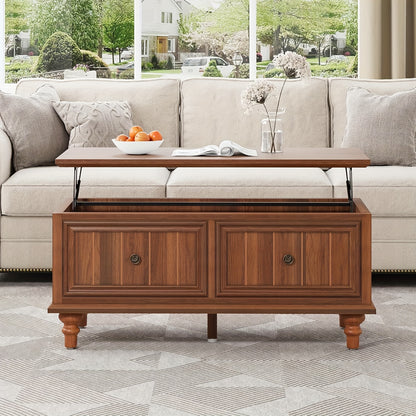 Salontafel – Koffietafel – Bijzettafel – Woonkamertafel – Tafel – Verstelbaar Liftblad – Verborgen Opbergruimte – MDF Walnoot Finishing