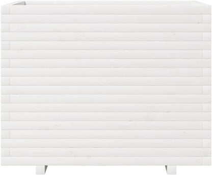 White Flower Box 90 x 60 x 72 cm Solid Pine Wood Flower Box on Legs Trellis Planter Patio - QUORE