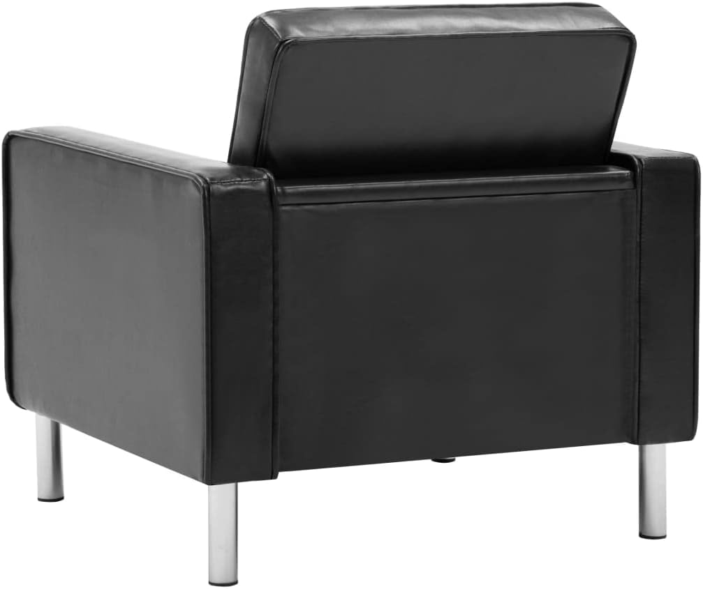 Black Faux Leather Armchair Furniture Living Room Armchair Recliner Chair Bedroom Chair - QUORE