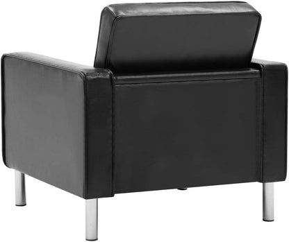 Black Faux Leather Armchair Furniture Living Room Armchair Recliner Chair Bedroom Chair - QUORE