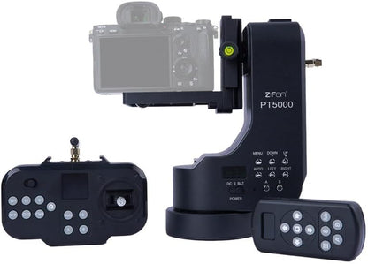 ZIFON PT-5000 op afstand bestuurde zwenk-kantel-videostatiefstabilisator, belastbaar 5 kg, 360° traploze rotatie voor spiegelloze camera's, telefoonvideo-opnames.