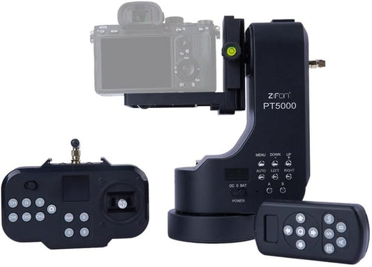 ZIFON PT-5000 op afstand bestuurde zwenk-kantel-videostatiefstabilisator, belastbaar 5 kg, 360° traploze rotatie voor spiegelloze camera's, telefoonvideo-opnames.