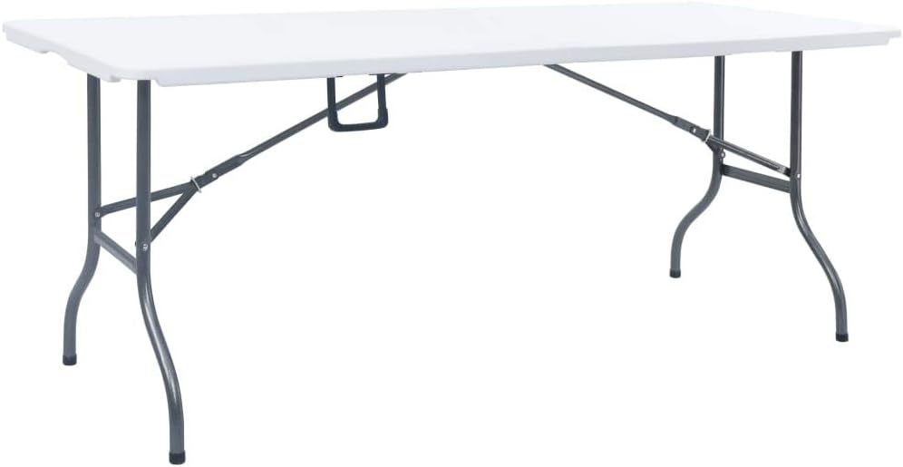 Lounge tuinmeubelset balkon meubelset tuinlounge set inklapbare tuintafel met 2 banken 180 cm staal en HDPE wit - QUORE