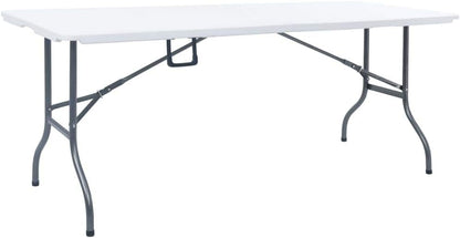 Lounge tuinmeubelset balkon meubelset tuinlounge set inklapbare tuintafel met 2 banken 180 cm staal en HDPE wit - QUORE