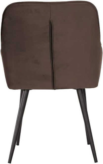 Soof&Tess Ferrara eetkamerstoel, bruin, fluweel, industrieel, met armleuning, gemakkelijk te reinigen, hoogwaardige kwaliteit, set van 2