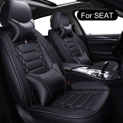 Full Set for SEAT Leon/Ibiza/Arona/Ateca/Tarraco/Cupra Formentor Car Seat Covers - PU Leather Fit Adjustable Front & Rear Seat Protectors with Cushioned Padding, All-Season Use, Compatible with Spanish/European car models