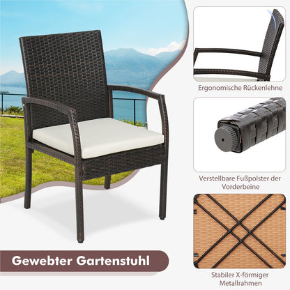 Tuinstoel – Rattan Stoel – Tuinstoelen Set – Balkonstoel – Terrasstoel – Ergonomisch Comfort – Weerbestendig PE-Rattan