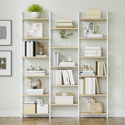 Boekenkast – Staande Plank – Wandrek – Boekenplank – Opbergkast – 17 Planken – Verstelbare Hoogte – 24x152x186 cm – Draagvermogen 340 kg - Witte Eikenkleur