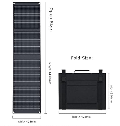 Portable, foldable solar panel kit, 100 W, monocrystalline, high efficiency, for charging portable batteries, campers, caravans (3.96 kg, 52 x 35 x