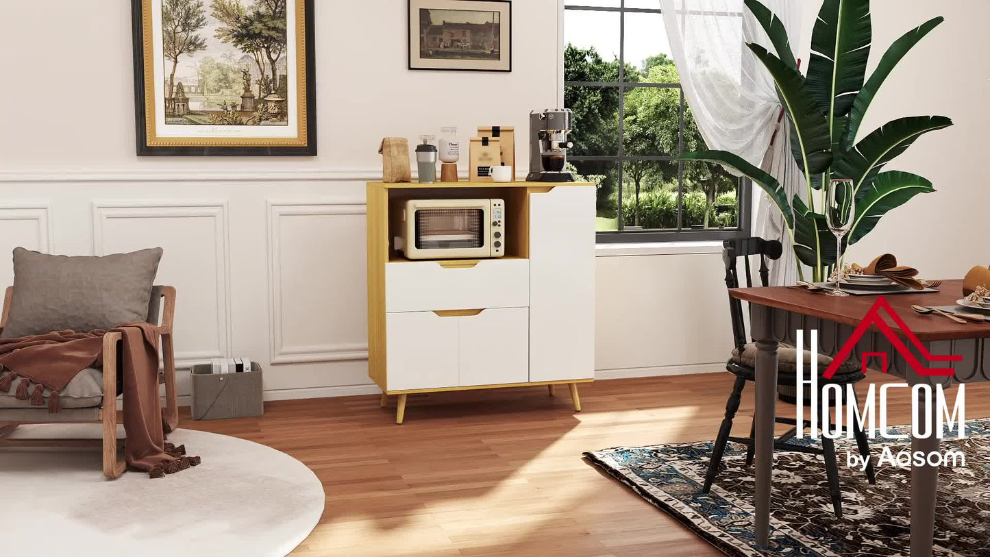 Keukenkastje – Keukenbuffet – Opbergkast – Kast met Lade – Keukenkast met Verstelbare Planken – 90x40x98,5 cm – Wit Met Houtlook – Duurzaam Melamine – Anti-Kantelbeveiliging