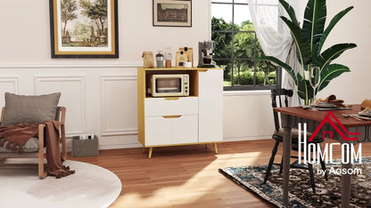 Keukenkastje – Keukenbuffet – Opbergkast – Kast met Lade – Keukenkast met Verstelbare Planken – 90x40x98,5 cm – Wit Met Houtlook – Duurzaam Melamine – Anti-Kantelbeveiliging