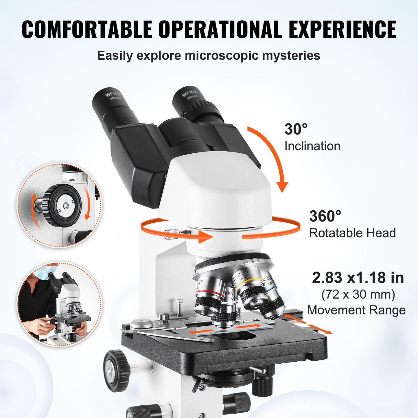 Microscoop – Binoculair – Compound Microscoop – Laboratoriummicroscoop – Biologische Microscoop – 40x-2500x Vergroting – Dubbele Mechanische Platte