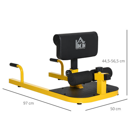Sissy Squat Trainer – Knie Trainer – Benen Trainer – Buikspiertrainer – Billen Trainer – 3-in-1 Verstelbare Trainer – Stalen Frame Tot 120 Kg – Geel/Zwart 50x97x44,5-56,5 Cm