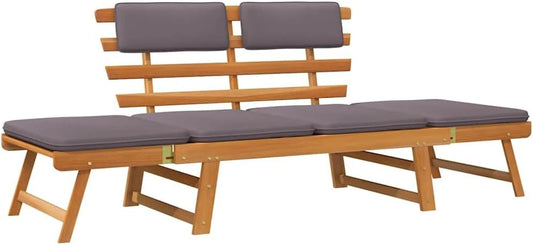 vidaXL Lounger with cushion 2-in-1 190 cm solid acacia wood