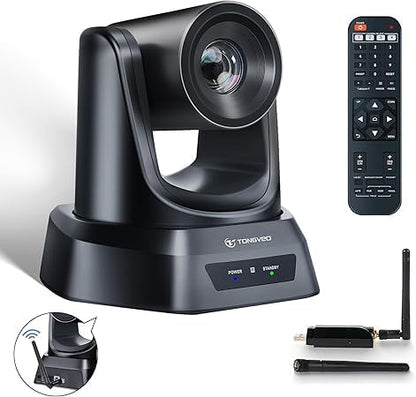 TONGVEO 5,8 GHz draadloze conferentieruimte webcam, kerk live streaming 3X USB 1080P 60fps PTZ-camera voor diensten online conferentie, werkt met zoom, Skype OBS eenvoudig te installeren