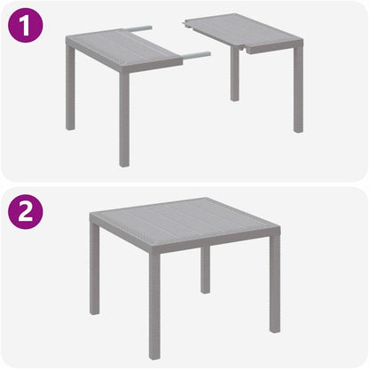 Tuin-eetgroep, 3 stuks, lichtgrijs, polypropyleen, zitgroep met stoelen en tafel, balkonmeubelset voor terras, tuin, balkon - B - QUORE
