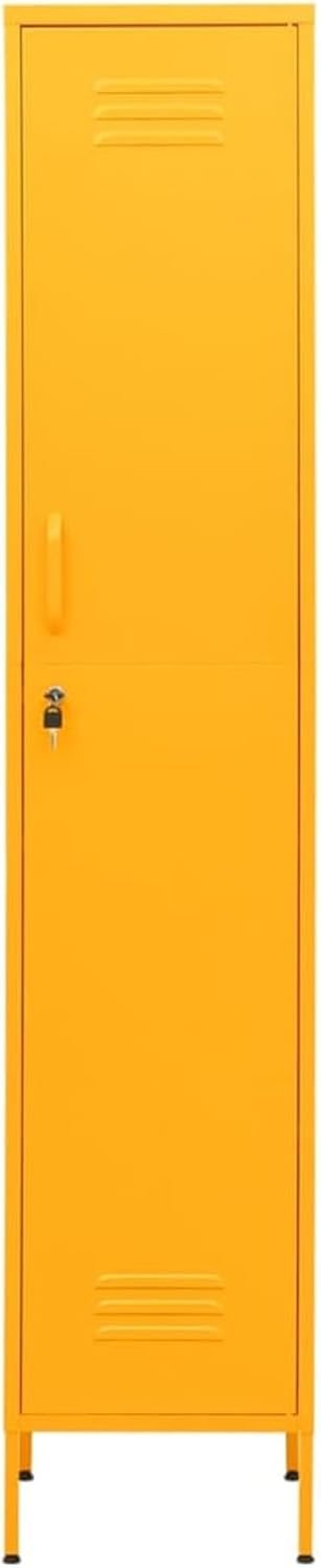 Safe Box Mustard Yellow 35x46x180cm Steel, Worker Lockers,Metal Locker,Thin Storage Cabinet - QUORE