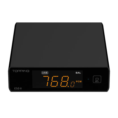Topping E50II DAC Compacte Hi-Res audio-desktop met AK4497S, DSD512, PEQ 10-bands en Bluetooth LDAC voor hoofdtelefoon en luidsprekers, zwart