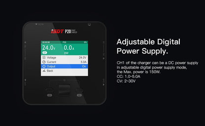ISDT P20 Lipo snellader, DC 500WX2 20A Dual Smart oplader voor Life, LiIon, LiPo (1-8S)/LiHv (1-70S)/Pb (1-12S); NiMH/Cd(1-16S) accu's