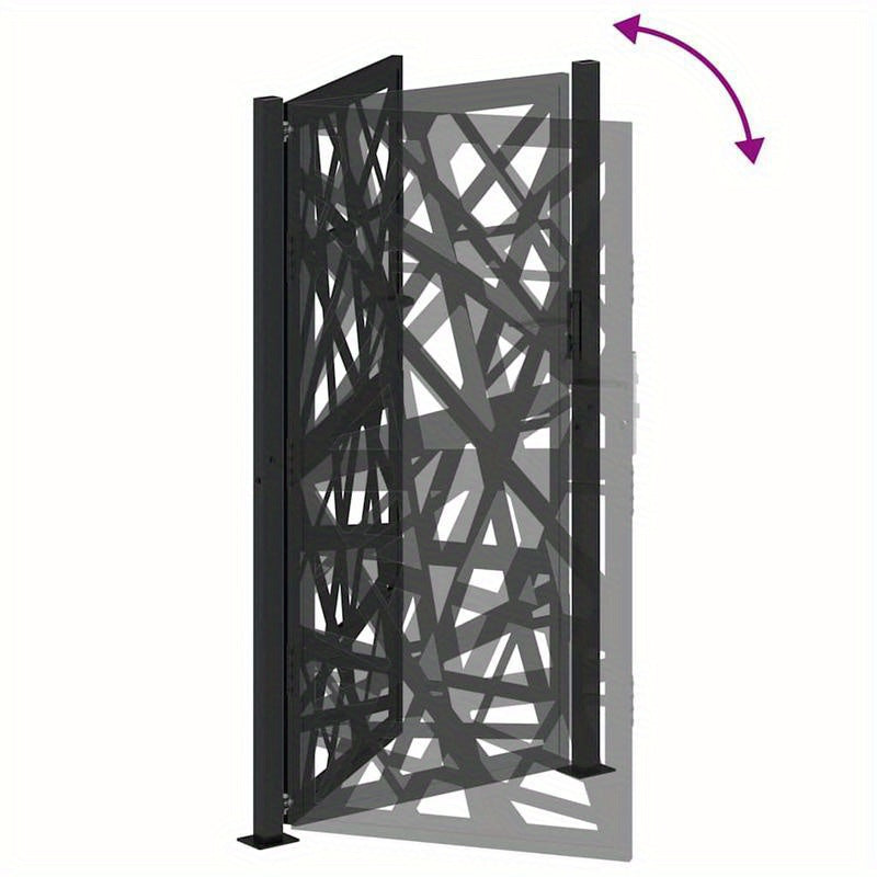 Poort – Tuinpoort – Toegangspoort – Gaaspalenz – Slagpoort – Zwart Stalen Poort – Ingebouwde Verlichting – 105x180 cm