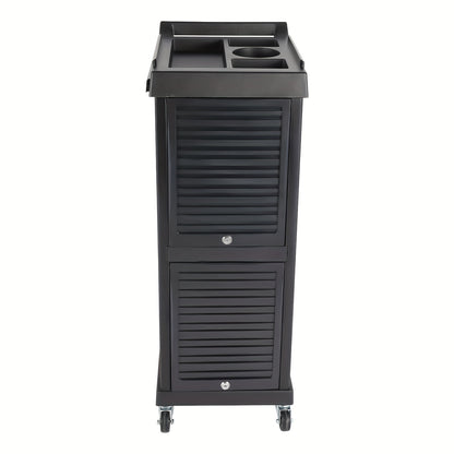 Opbergtrolley – Salonwagen – Beauty Trolley – Kapperswagen – Rollcontainer – Mobiel en Stabiel – 7 Niveaus Opbergruimte – Zwart Kunststof