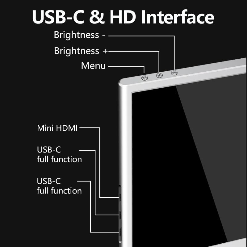 FullHD 1980p IPS 35.6 cm (14") Dual Monitor for Laptop, Dual Screen, Triple Screen for Laptop, Portable Dual Screen Monitor, Compatible with 13-16.5 Inch Windows/Mac/Chrome - QUORE