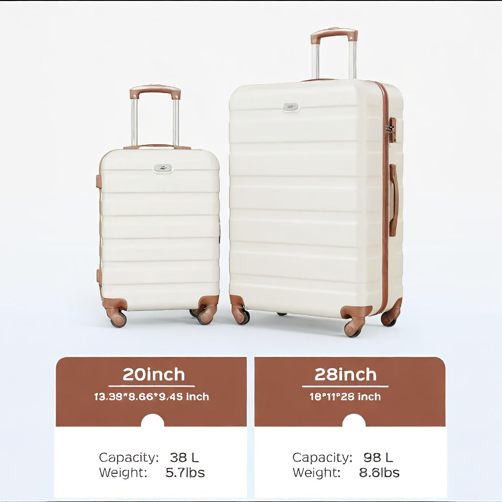 Koffer Set – Reiskoffer – Bagage – Trolley – Spinner – 5-delig 20/24/28 inch – Lichtgewicht & Stilloopwielen – Combinatieslot & Uitschuifbare Handgreep – Zwart/Bruin