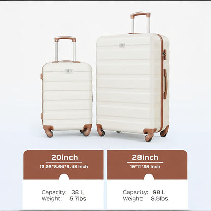 Koffer Set – Reiskoffer – Bagage – Trolley – Spinner – 5-delig 20/24/28 inch – Lichtgewicht & Stilloopwielen – Combinatieslot & Uitschuifbare Handgreep – Zwart/Bruin