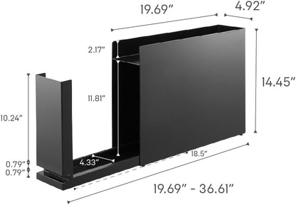 Yamazaki 6004 TOWER Sliding Seasoning Rack, black, Steel/Polypropylene, 12.5 x 50~93 x 36.7 cm