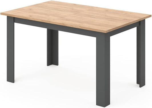 Vicco Dining table "Karlos", Powerful oak gold/Anthracite, 140 x 90 cm - QUORE