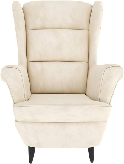 Fauteuil – Draaifauteuil – Relaxstoel – Oorfauteuil – Velvet Stof – Inclusief Voetenbankje – Luxe Creme