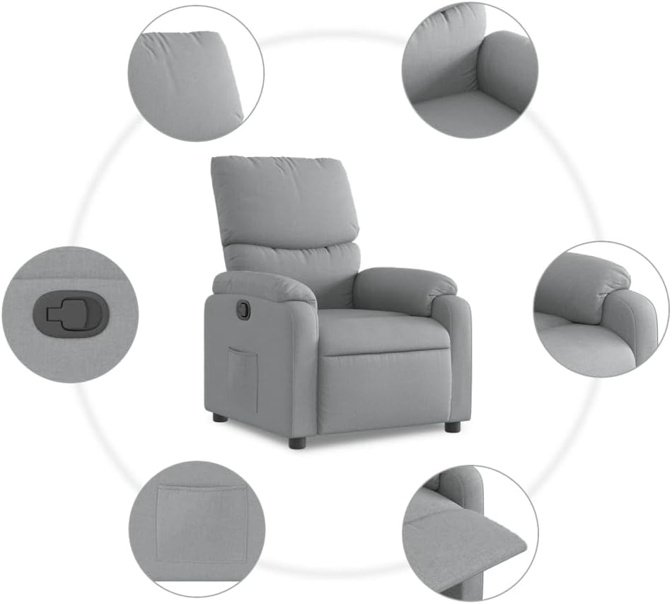 vidaXL Armchair adjustable fabric light grey, recliner chair, recliner chair, armchair, armchair, lazy chair, tv chair, stand chair, recliner chair