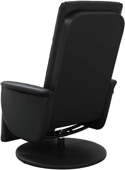 Fauteuil Verstelbaar Met Voetensteun – Relaxfauteuil – Leunstoel – Draaifauteuil – Tv Stoel – Zwart Kunstleer – 360 Graden Draaibaar – Stevig Multiplex Frame