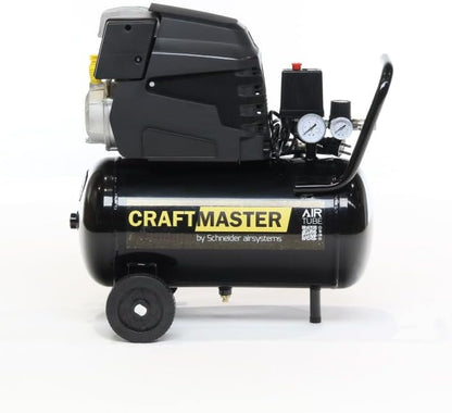 SCHNEIDER CRAFTMASTER, mobiele compressor, tank van 24 liter, maximale druk: 8 bar, vermogen: 1,5 pk, geluidsniveau: 95 dB LwA